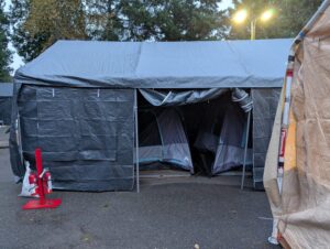 Canopy Tent With Two Small Enterior Camper Tents